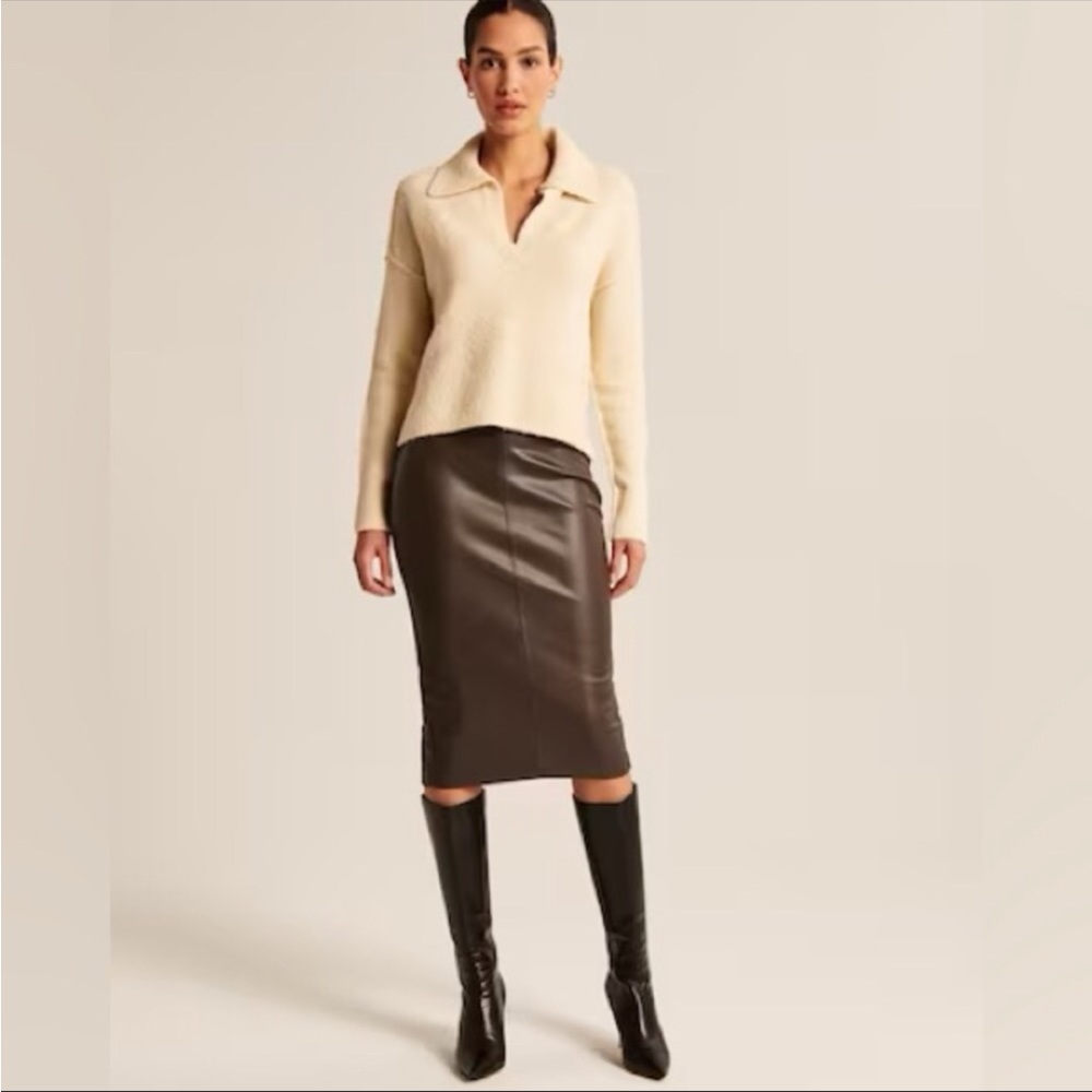 Abercrombie & Fitch Black Vegan Leather Pencil Skirt Size Medium
